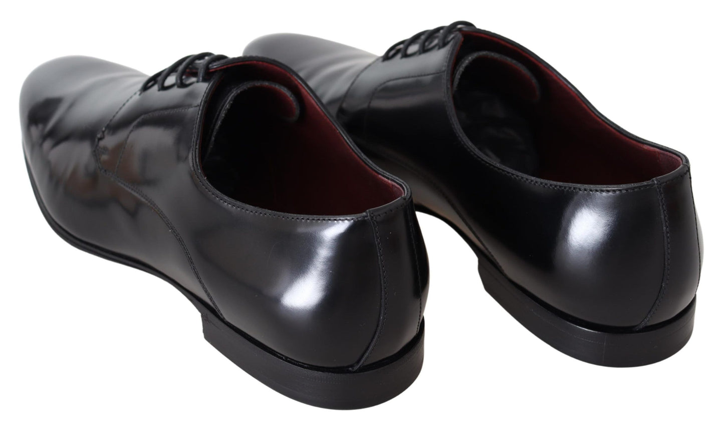 Elegant Black Leather Derby Dress Shoes
