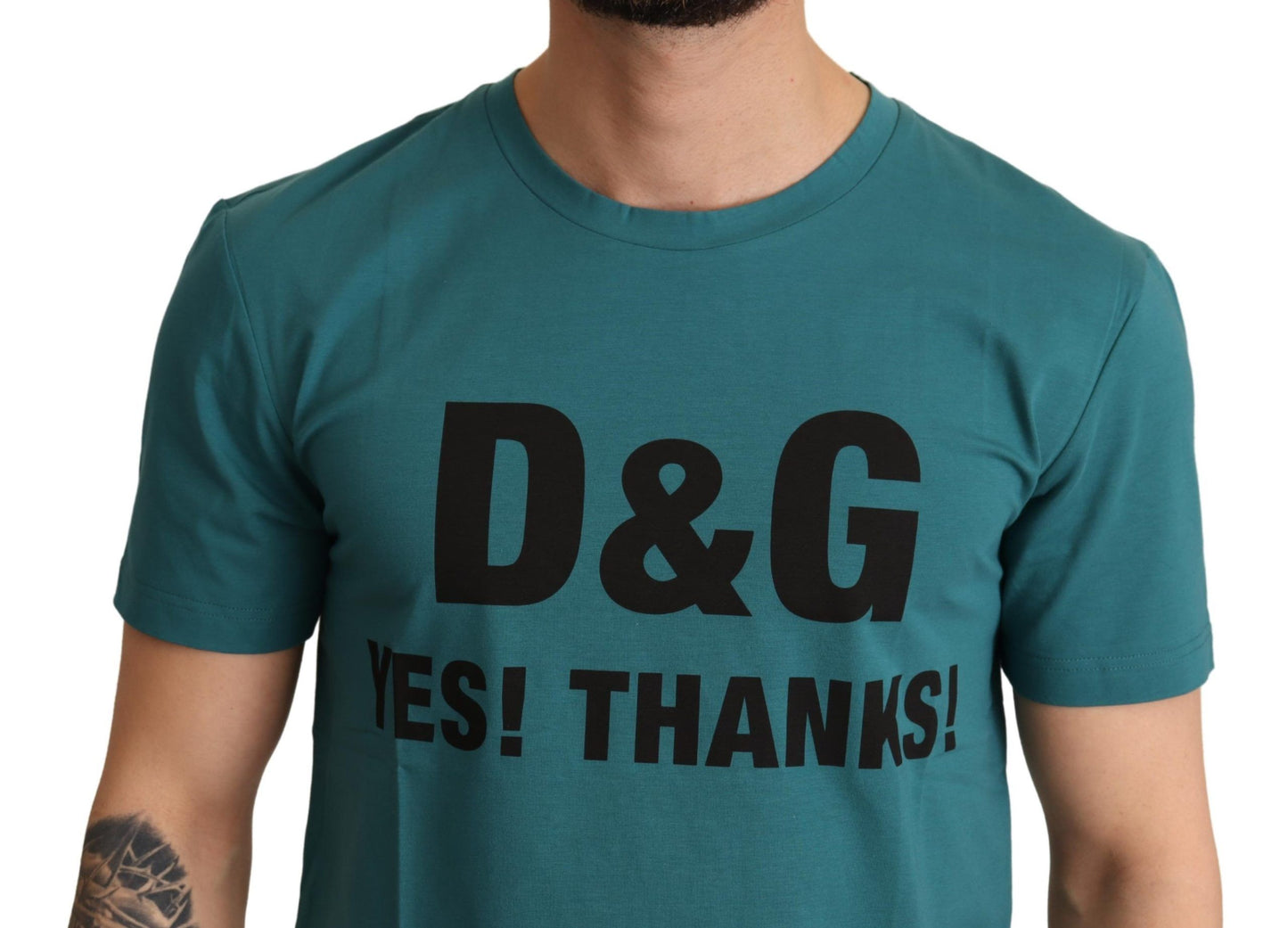 Elegant Blue Crew Neck Designer T-Shirt