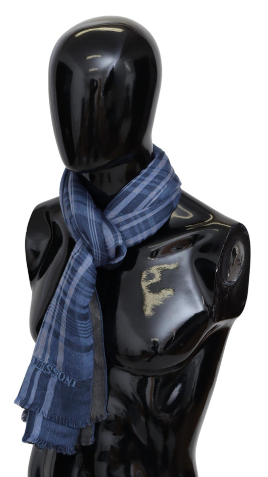 Plaid Wool Scarf with Logo Embroidery