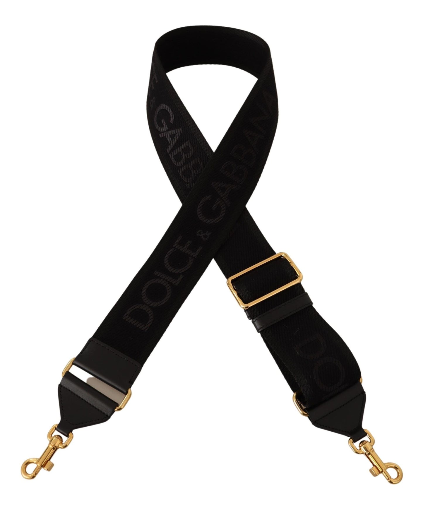 Elegant Black Shoulder Strap with Gold Accents