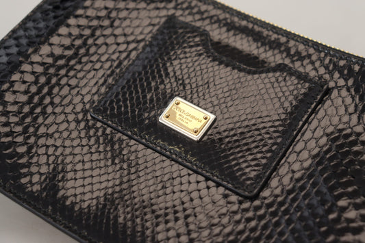 Elegant Black Leather Clutch with Gold Accents