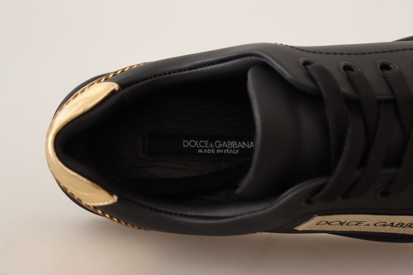 Chic Black and Gold Low-top Leather Sneakers