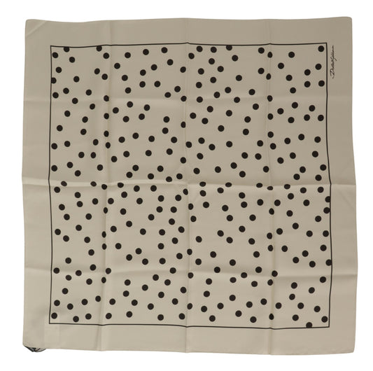 Black Ivory Polka Dots Square Handkerchief Scarf