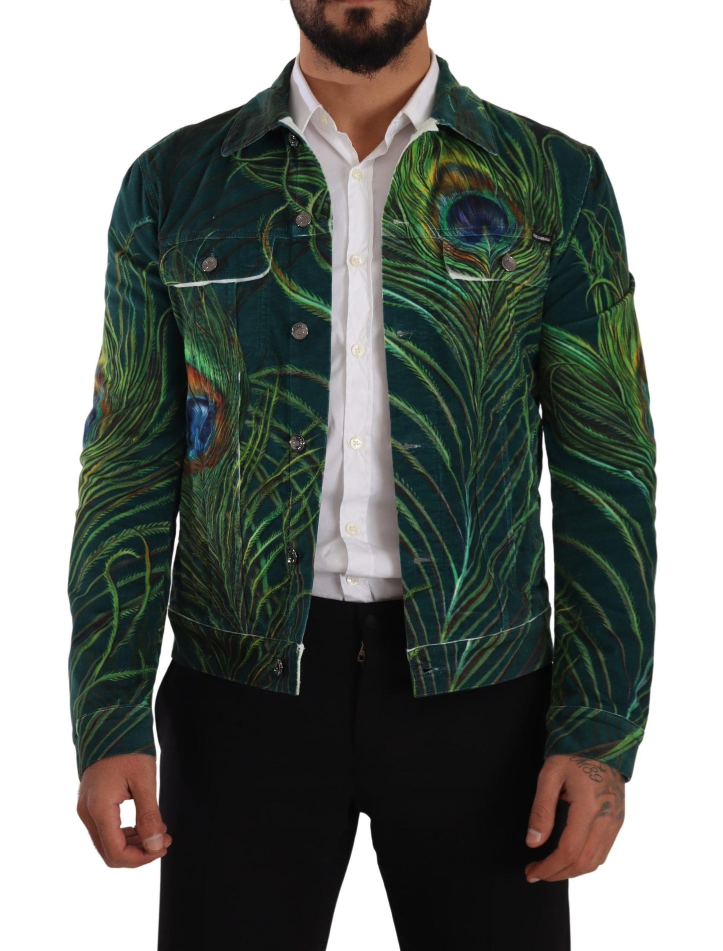 Elegant Peacock Print Short Jacket