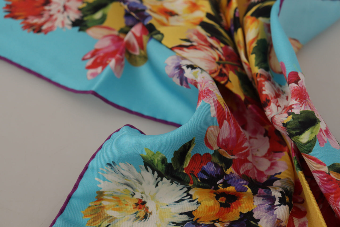 Elegant Multicolor Floral Silk Scarf