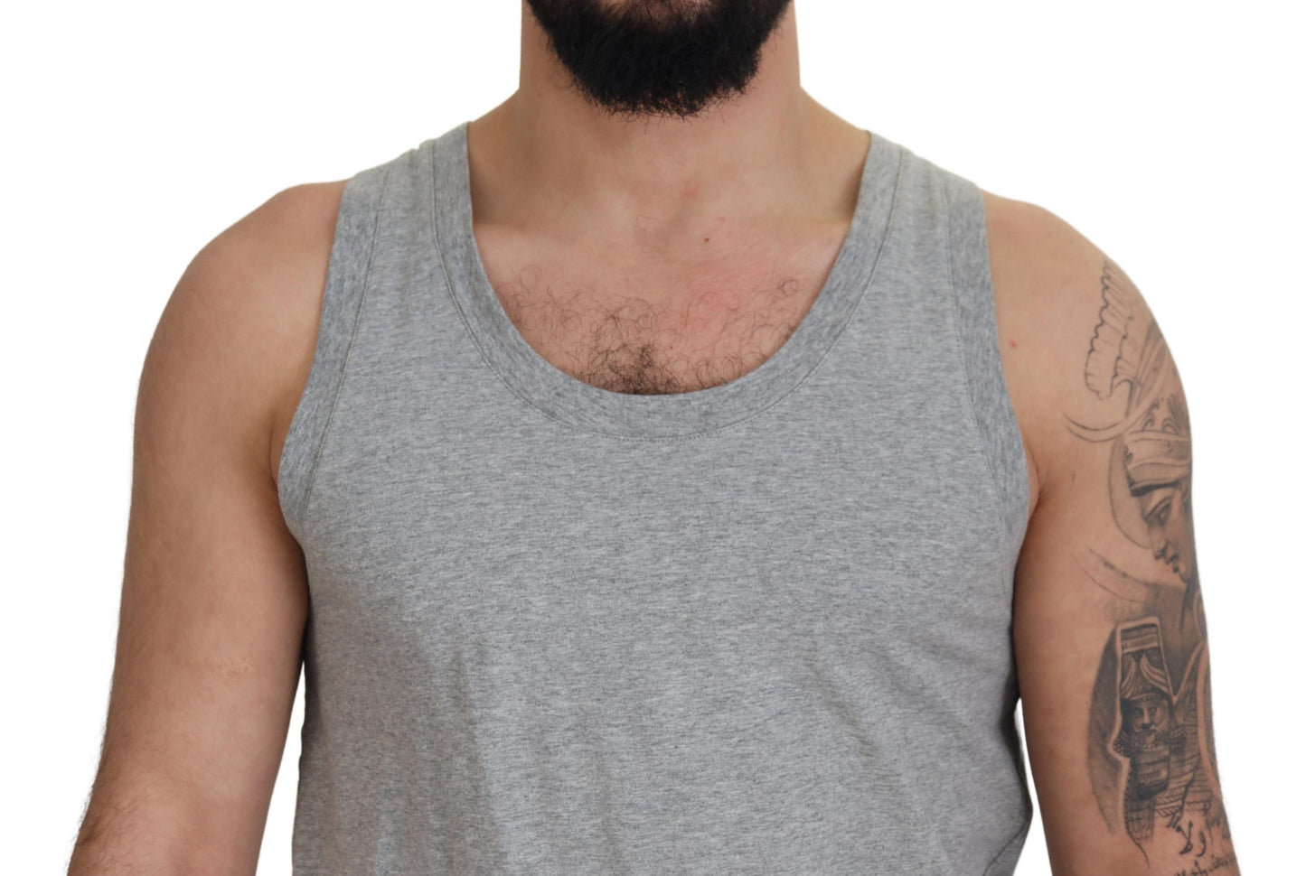 Gray Sleeveless Logo Print Underwear T-shirt