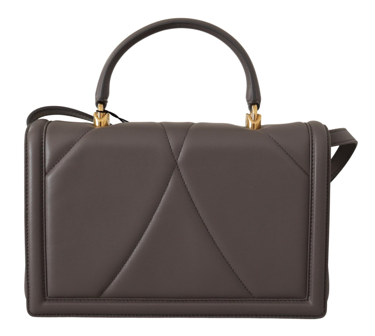 Dolce & Gabbana Gray Leather Nappa Small Shoulder Strap DEVOTION Women Bag