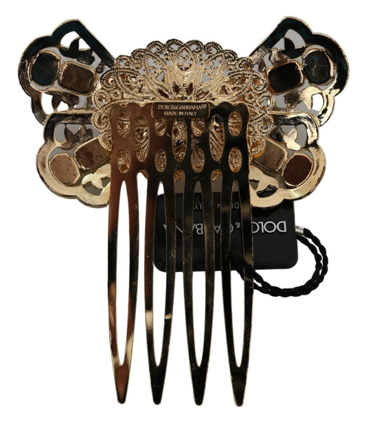 Elegant Gold Crystal Bow Hair Comb