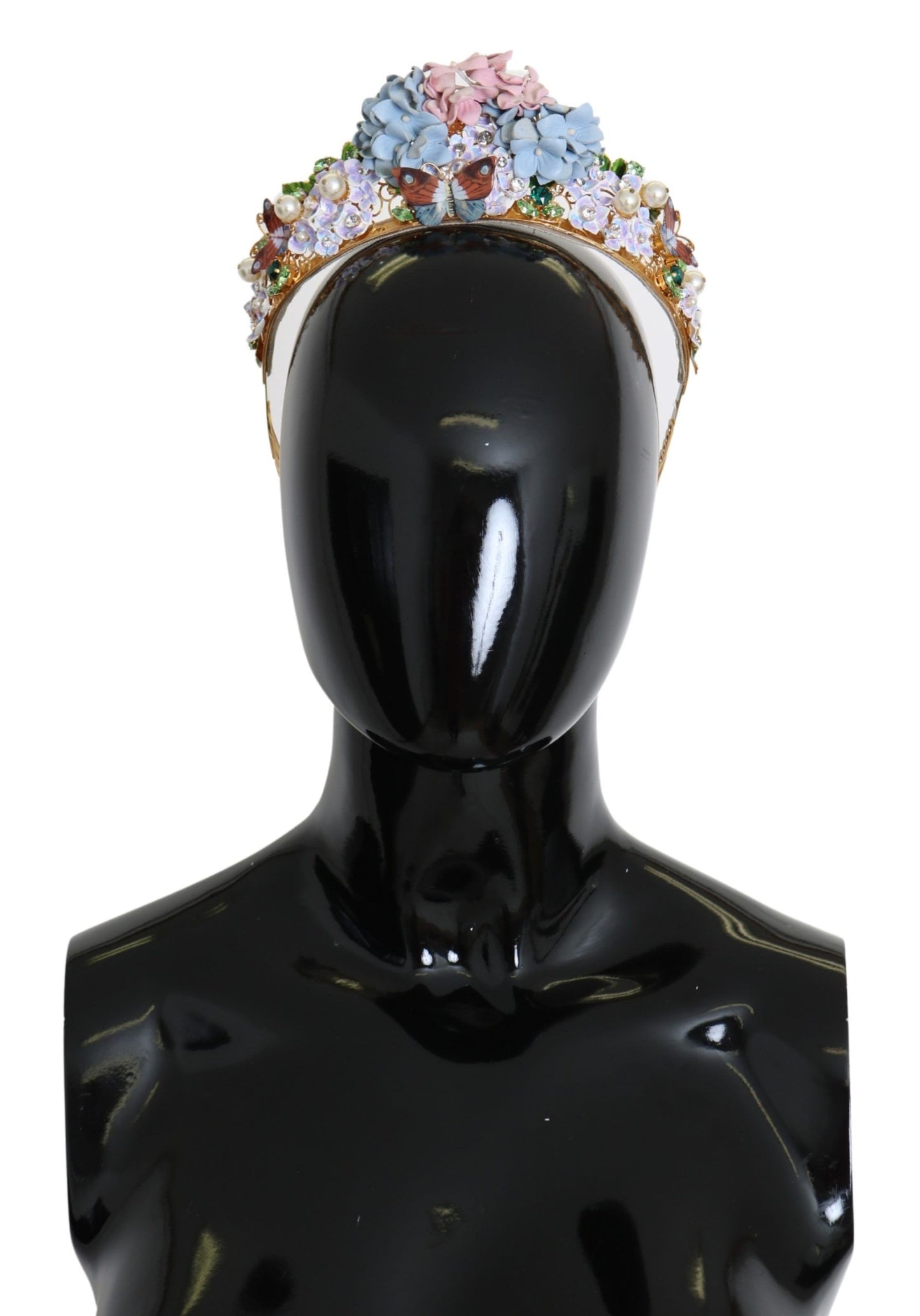 Gold Crystal Purple Hortensia Butterfly Crown Tiara Diadem
