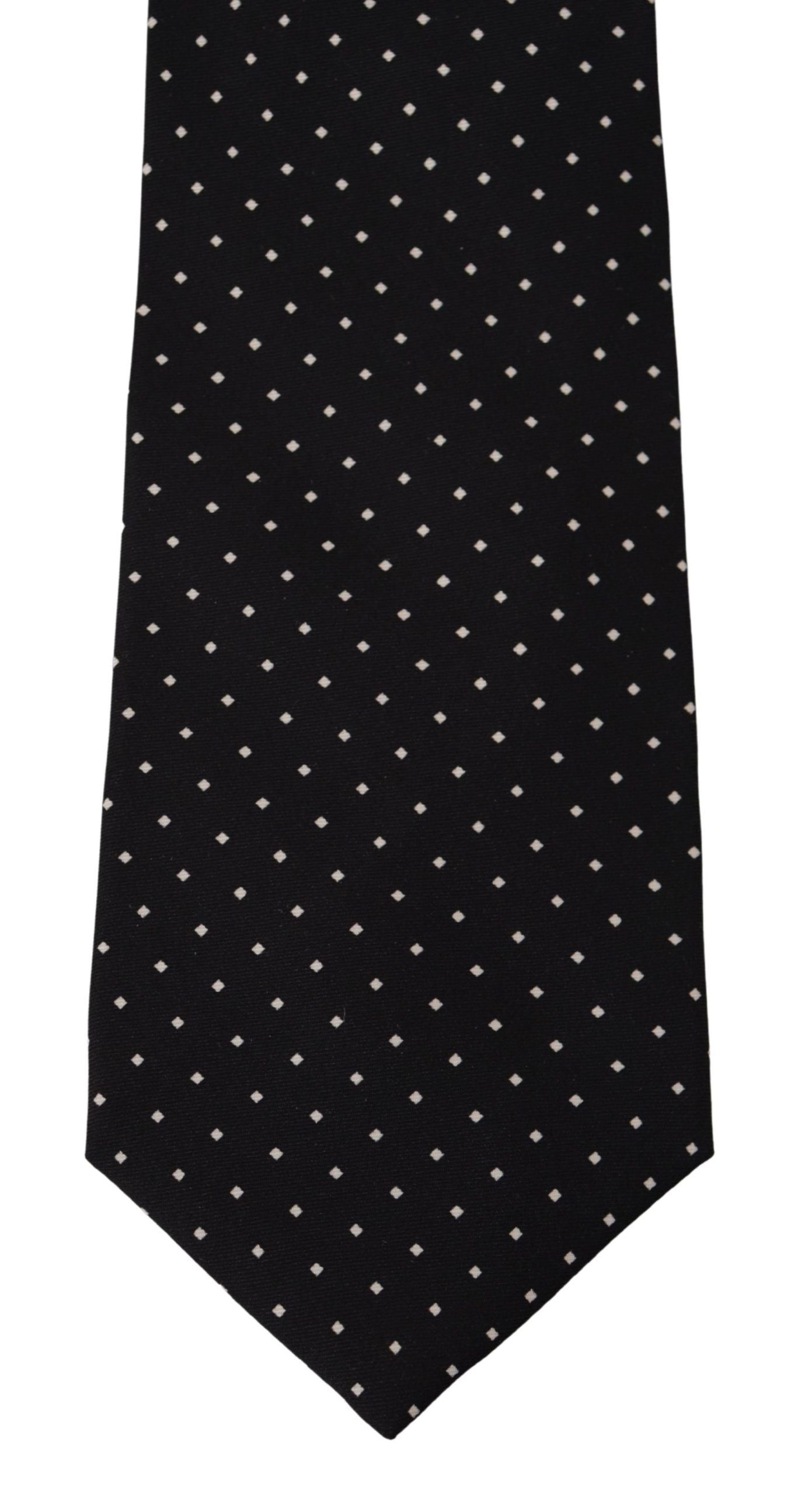 Elegant Black and White Polka Dot Silk Tie