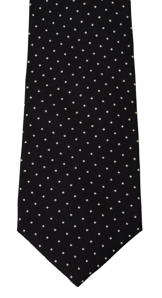 Elegant Black and White Polka Dot Silk Tie
