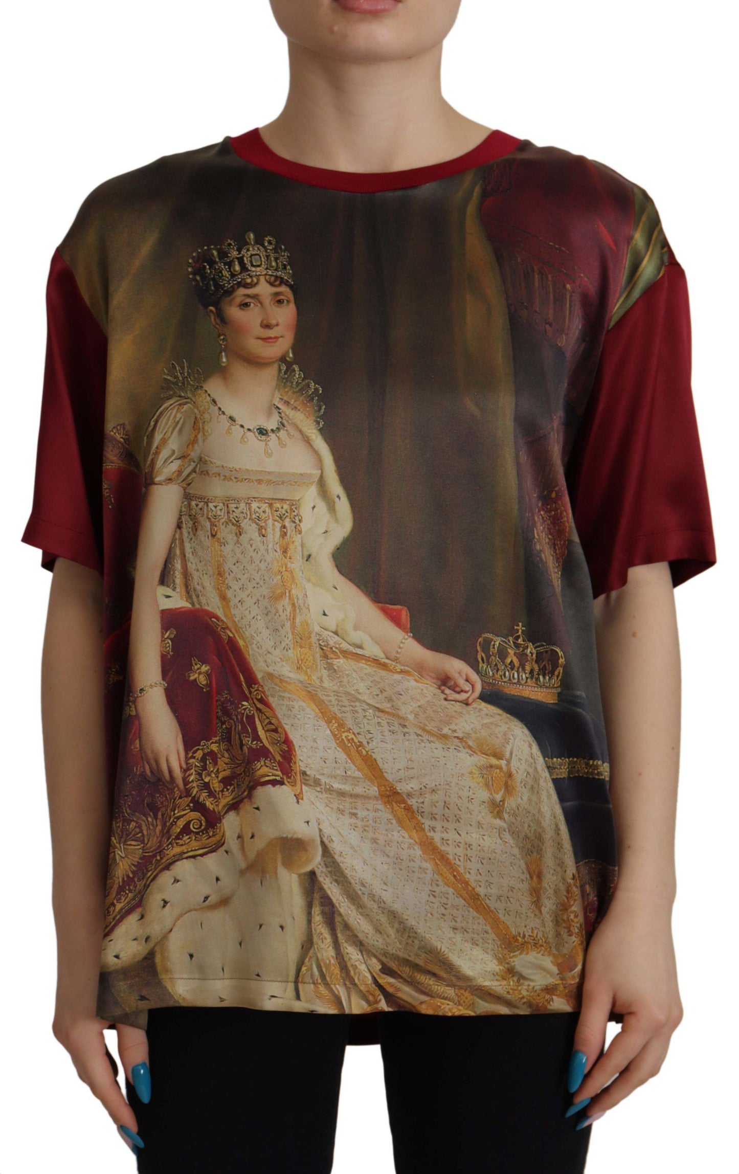 Multicolor Josephine Bonaparte Print Silk T-shirt
