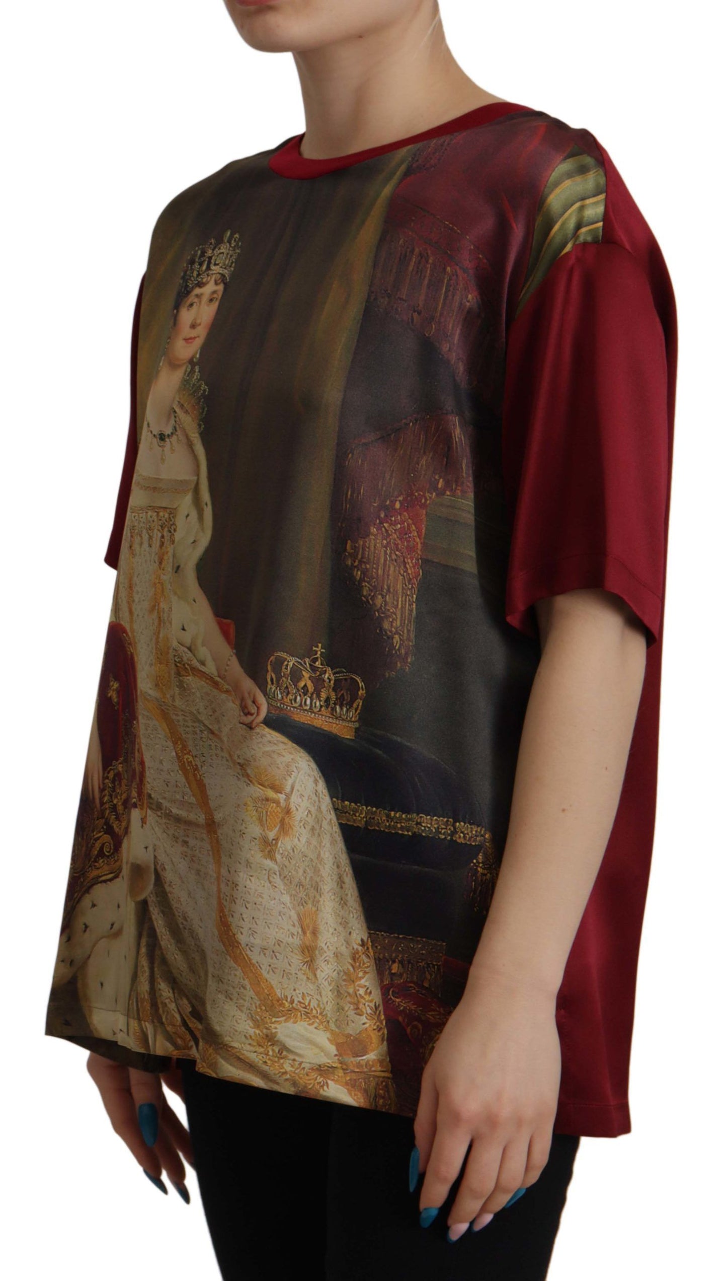 Multicolor Josephine Bonaparte Print Silk T-shirt