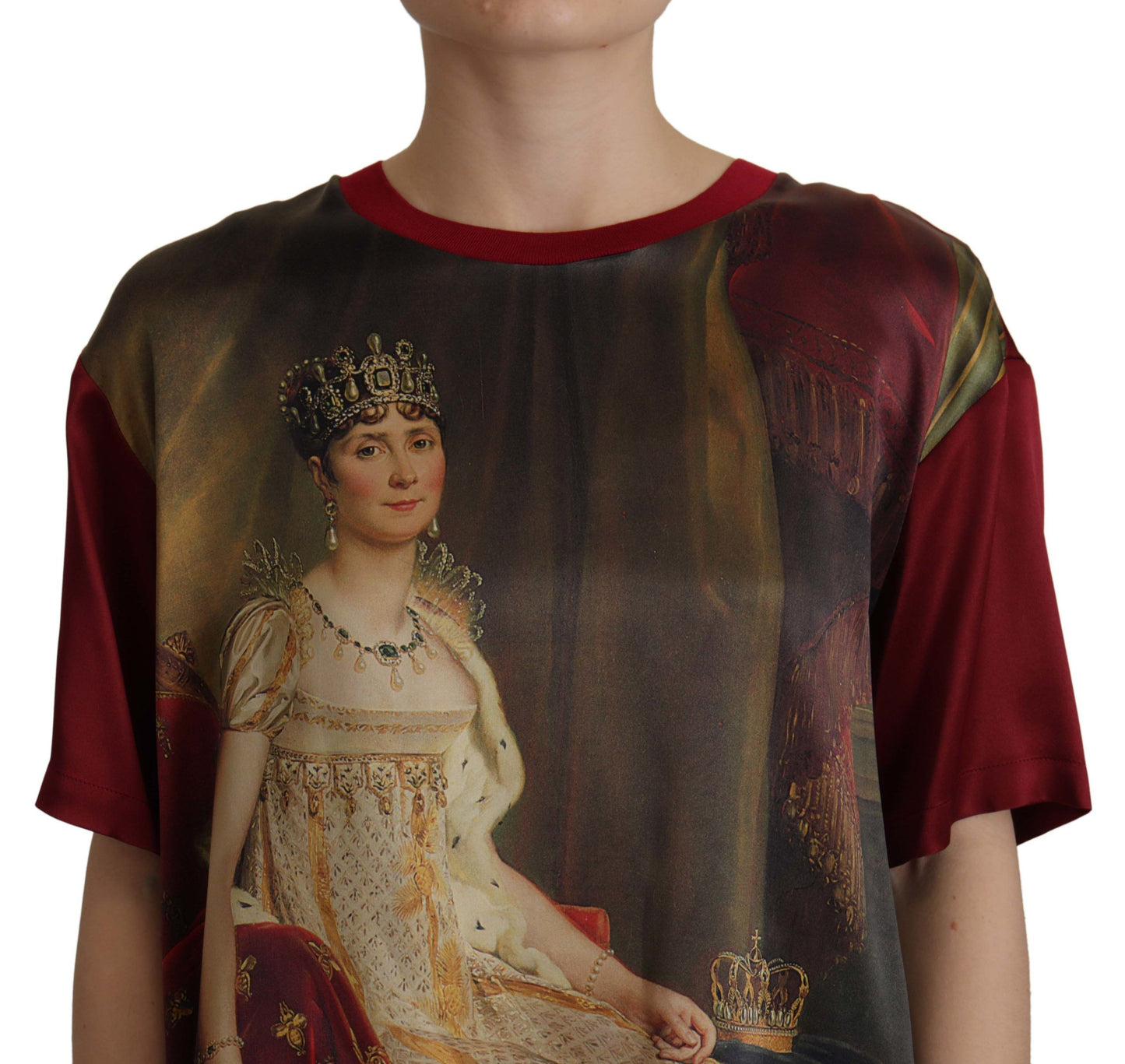 Multicolor Josephine Bonaparte Print Silk T-shirt