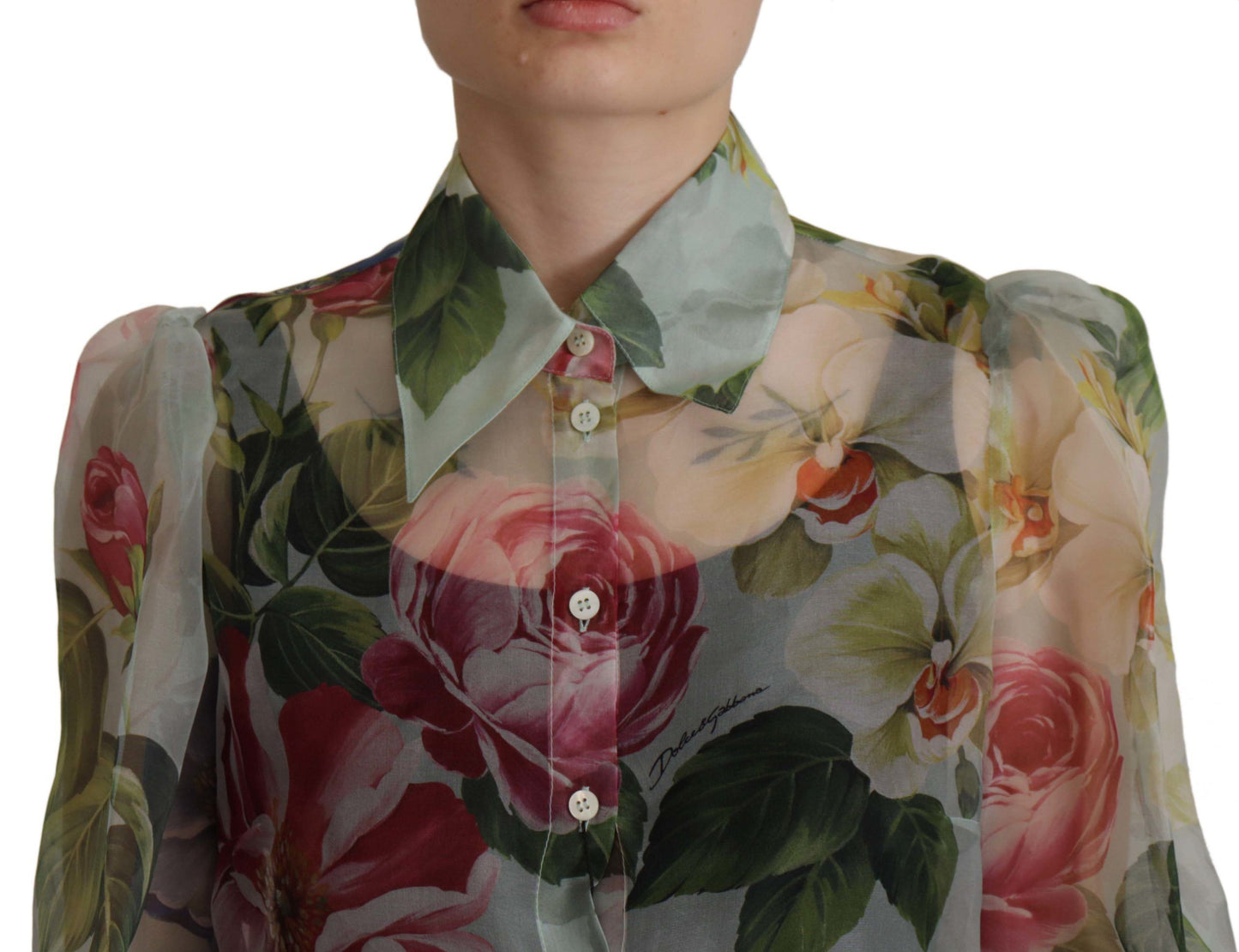 Elegant Silk Floral Blouse Long Sleeves