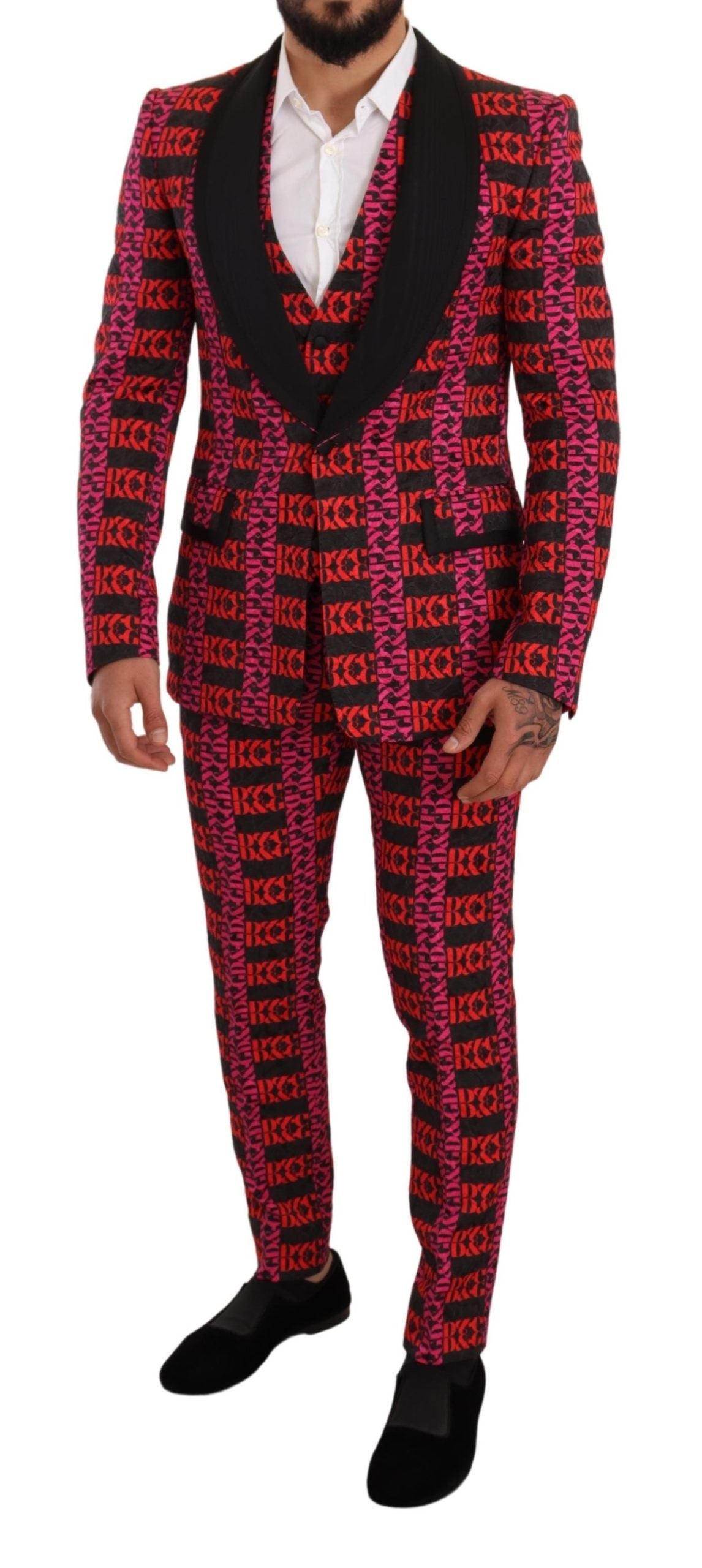 Elegant Multicolor Velvet Contrast 3-Piece Suit