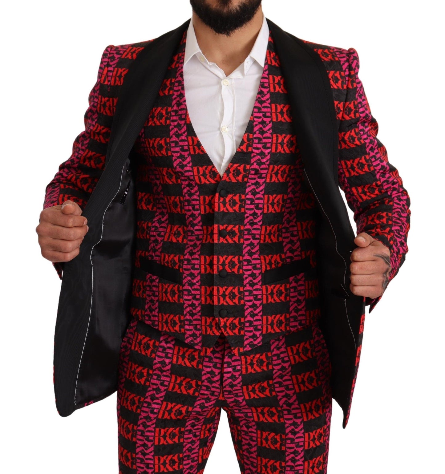 Elegant Multicolor Velvet Contrast 3-Piece Suit