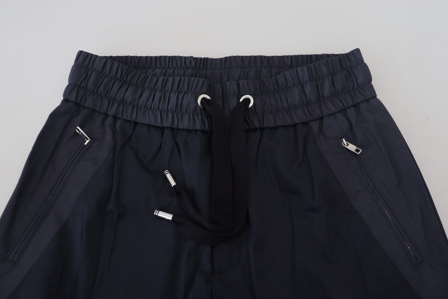 Dark Blue Cotton Zipper Jogger Pants