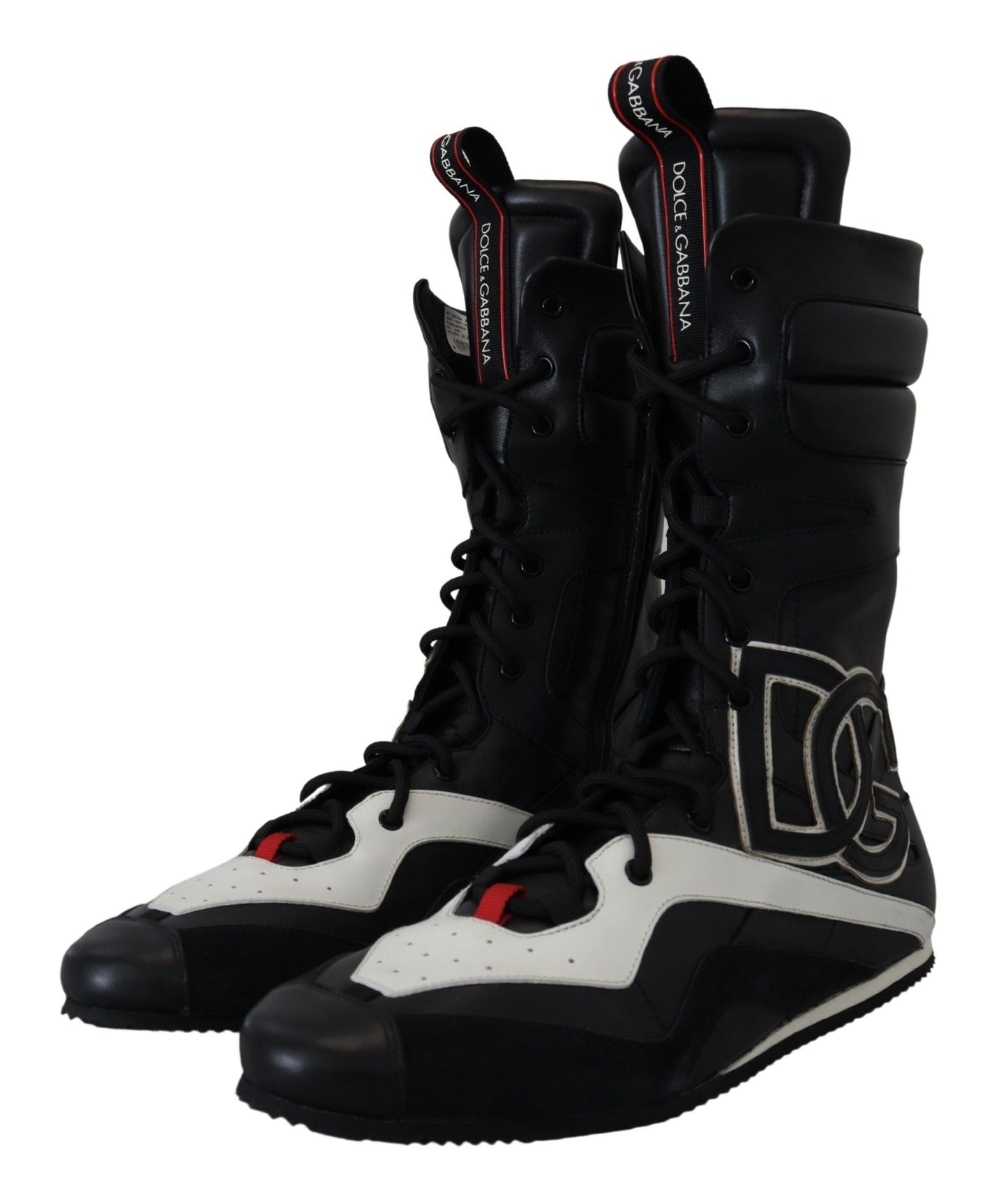 Elegant Black Leather High-Top Sneakers