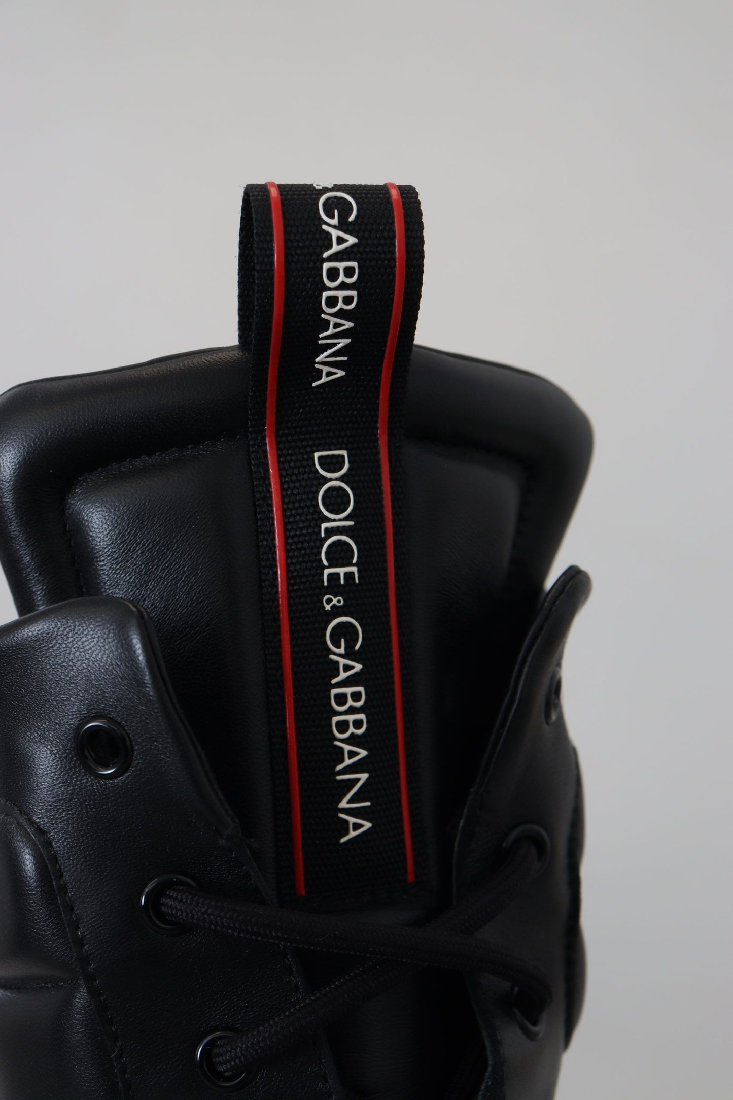 Elegant Black Leather High-Top Sneakers