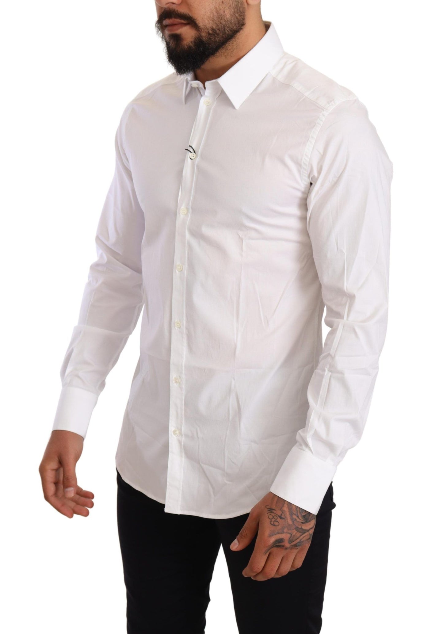 Elegant White Slim Fit Dress Shirt