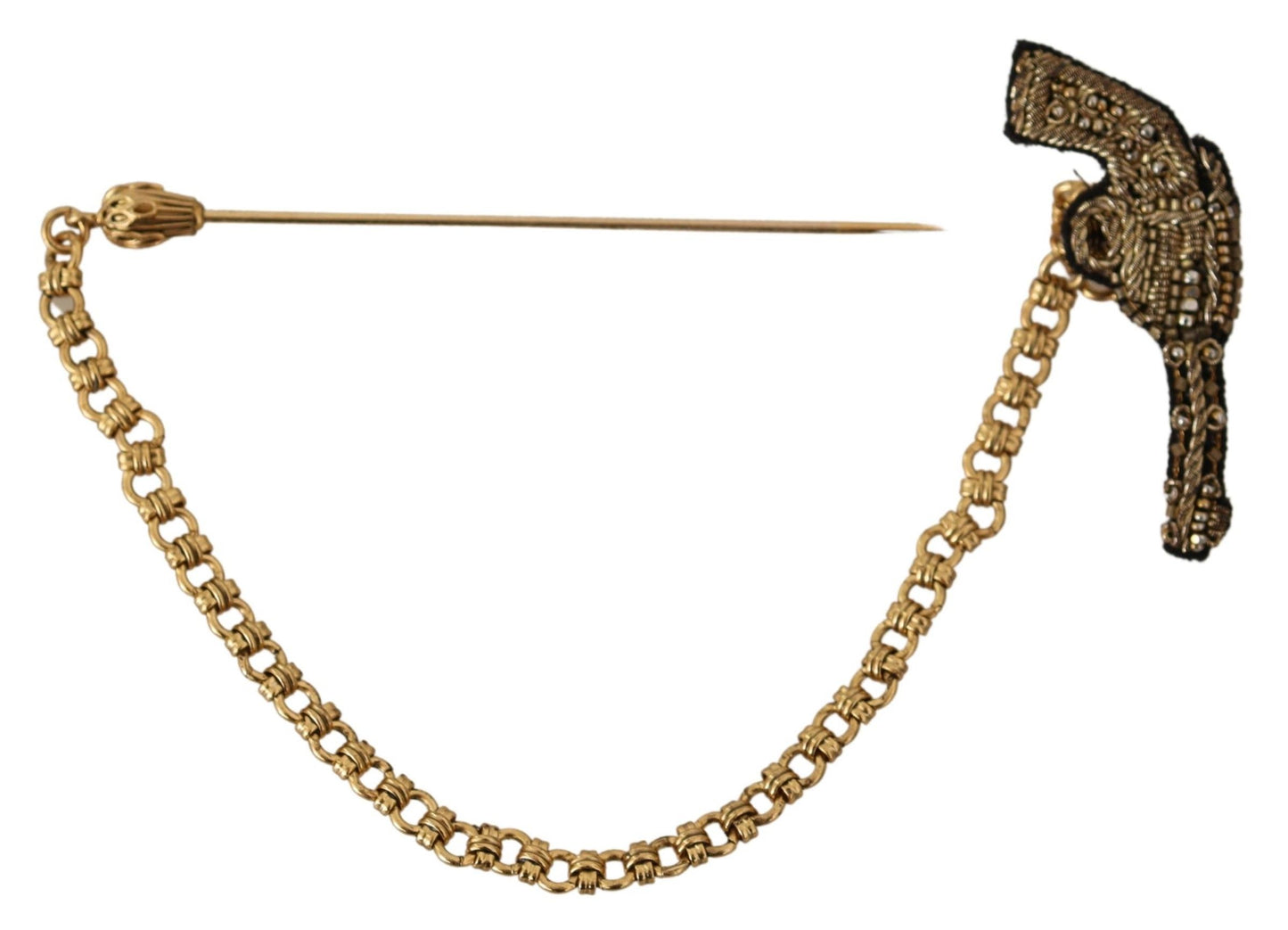 Chic Gold Brass Revolver Lapel Pin