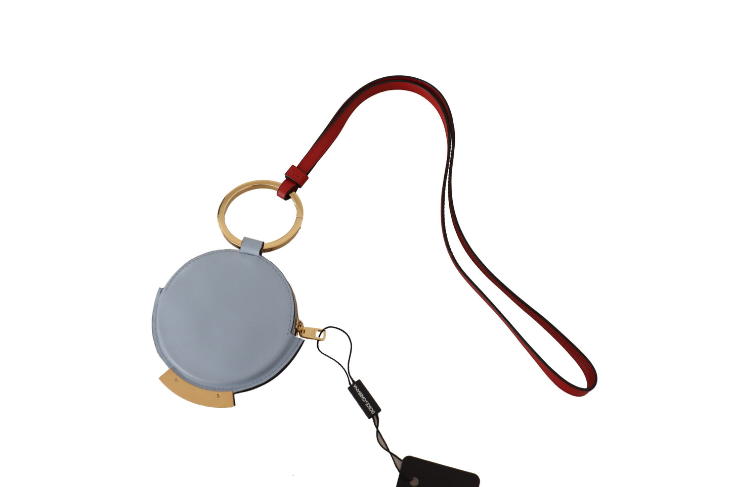 Elegant Light Blue Leather Round Wallet Coin Pocket