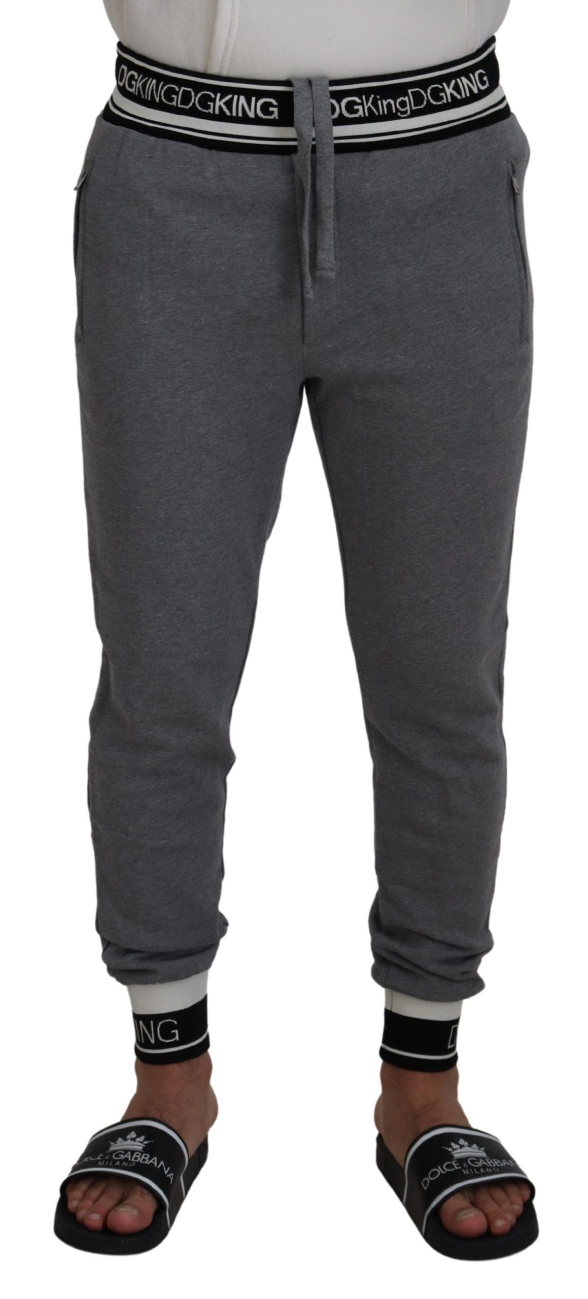 Gray Cotton Men Jogger Pants