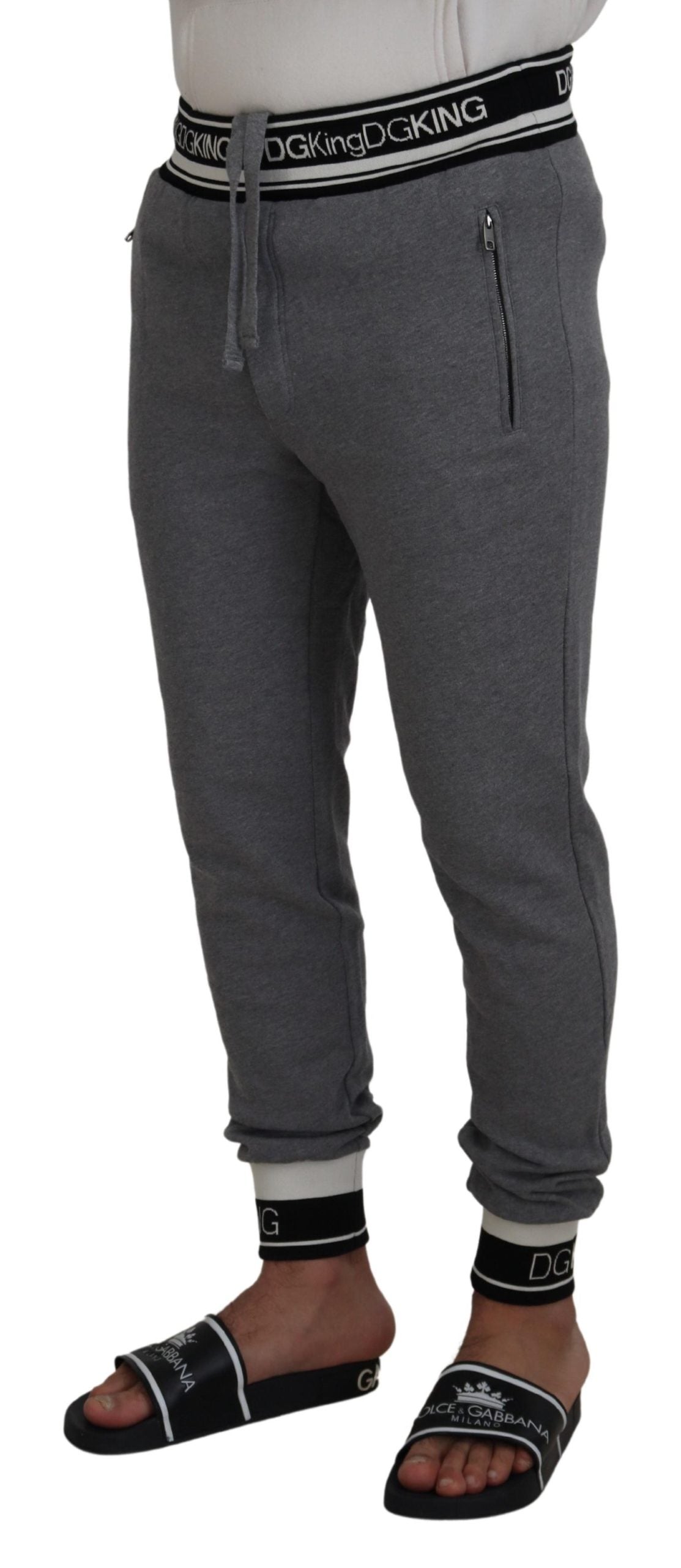 Gray Cotton Men Jogger Pants