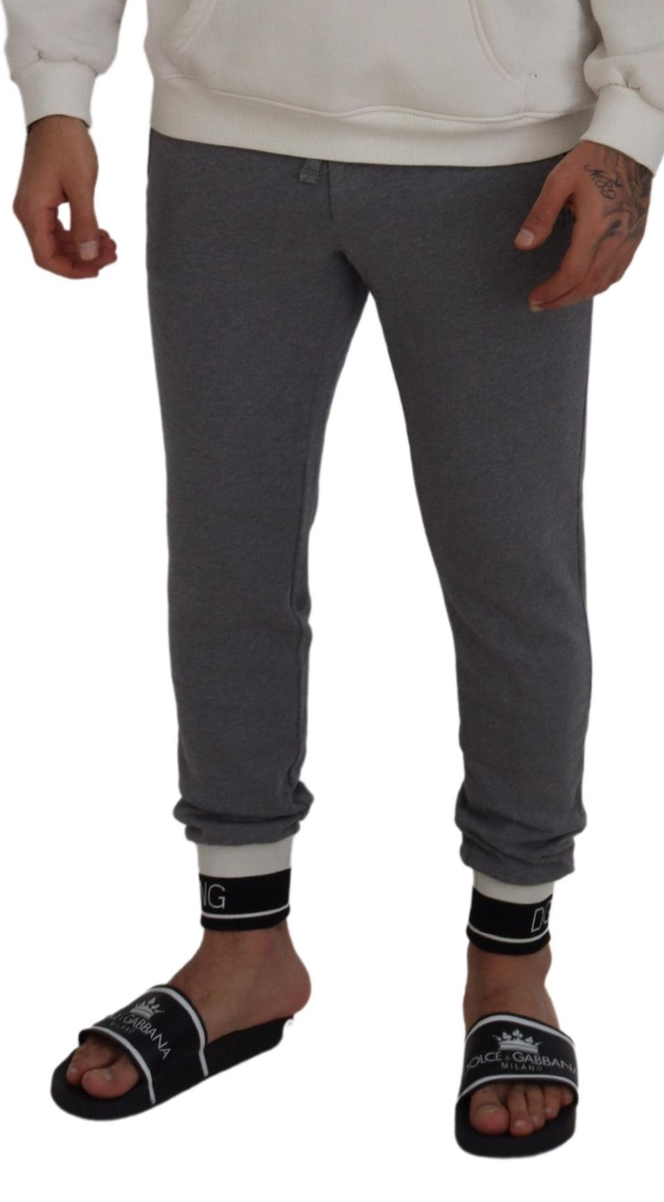 Gray Cotton Men Jogger Pants
