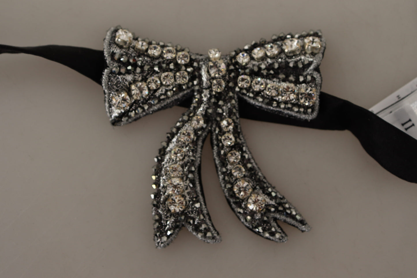 Elegant Silver & Crystal Bowtie