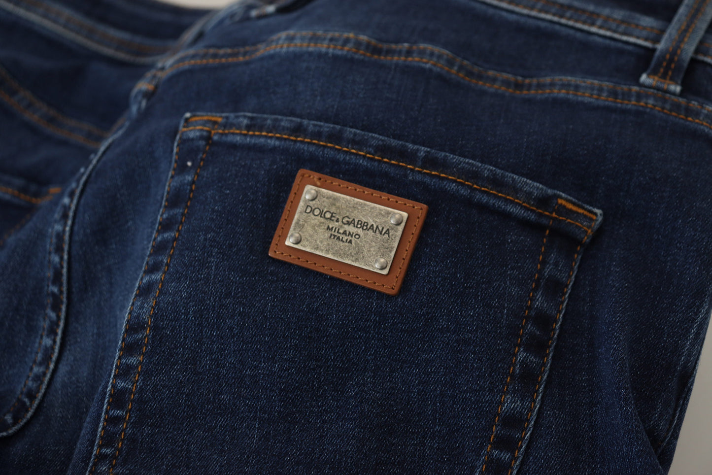 Elegant Blue Washed Denim Pants