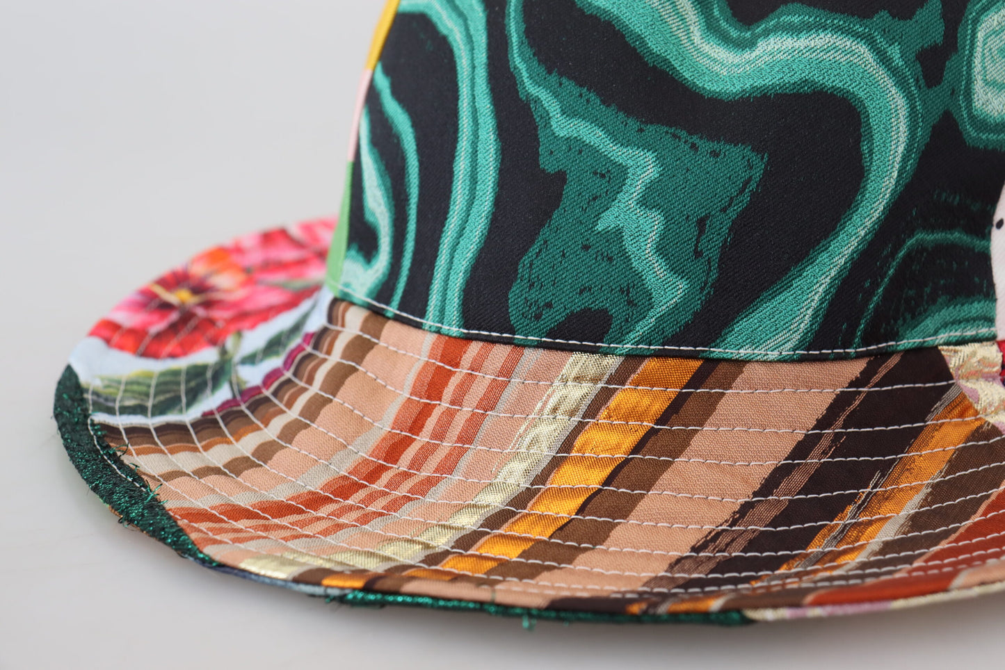 Multicolor Patchwork Bucket Fedora Cap