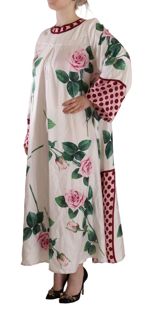Floral Silk Kaftan Dress - Blossom Enchantment