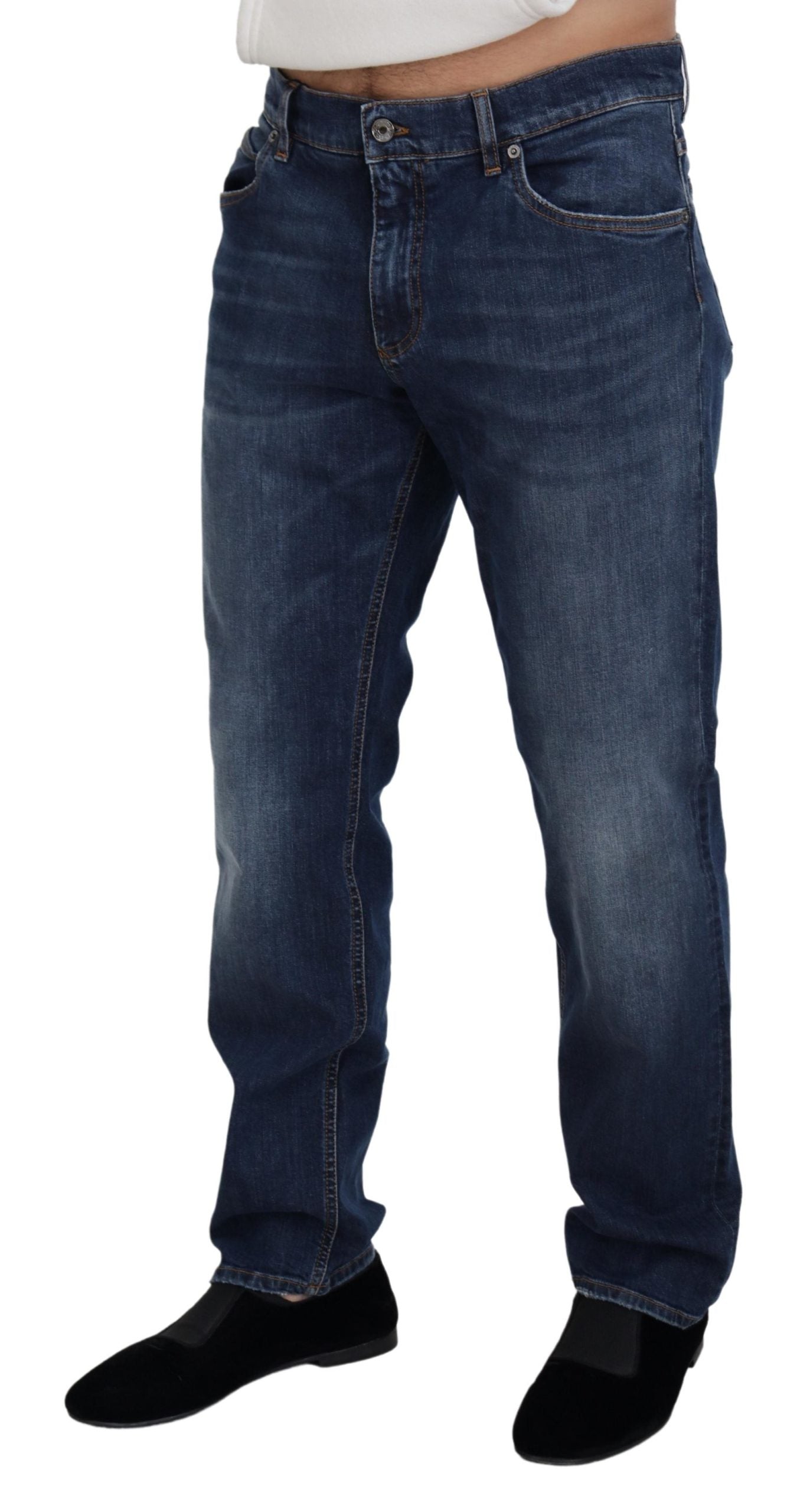 Blue Washed Cotton Casual Denim Jeans