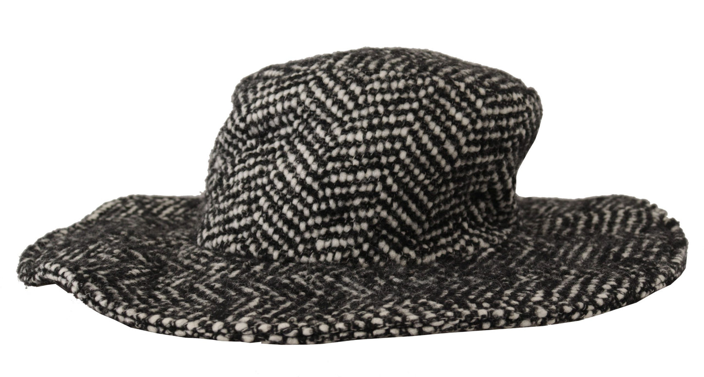 Elegant Black & White Wide Brim Hat