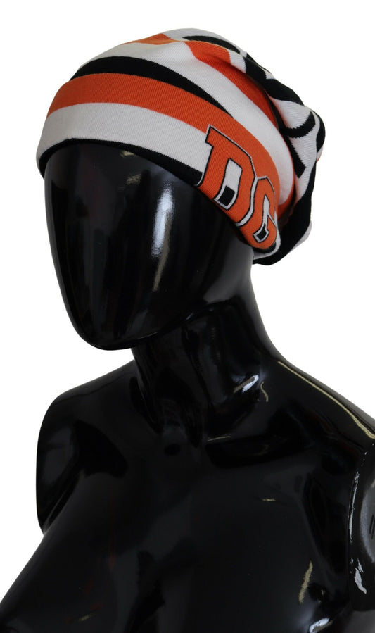 Multicolor Knit Beanie with Logo Detail