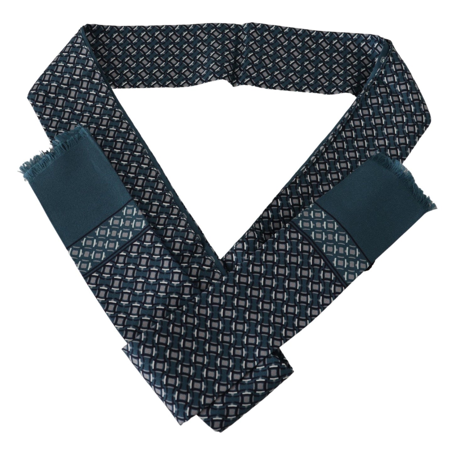 Elegant Blue Silk Fringed Men's Scarf