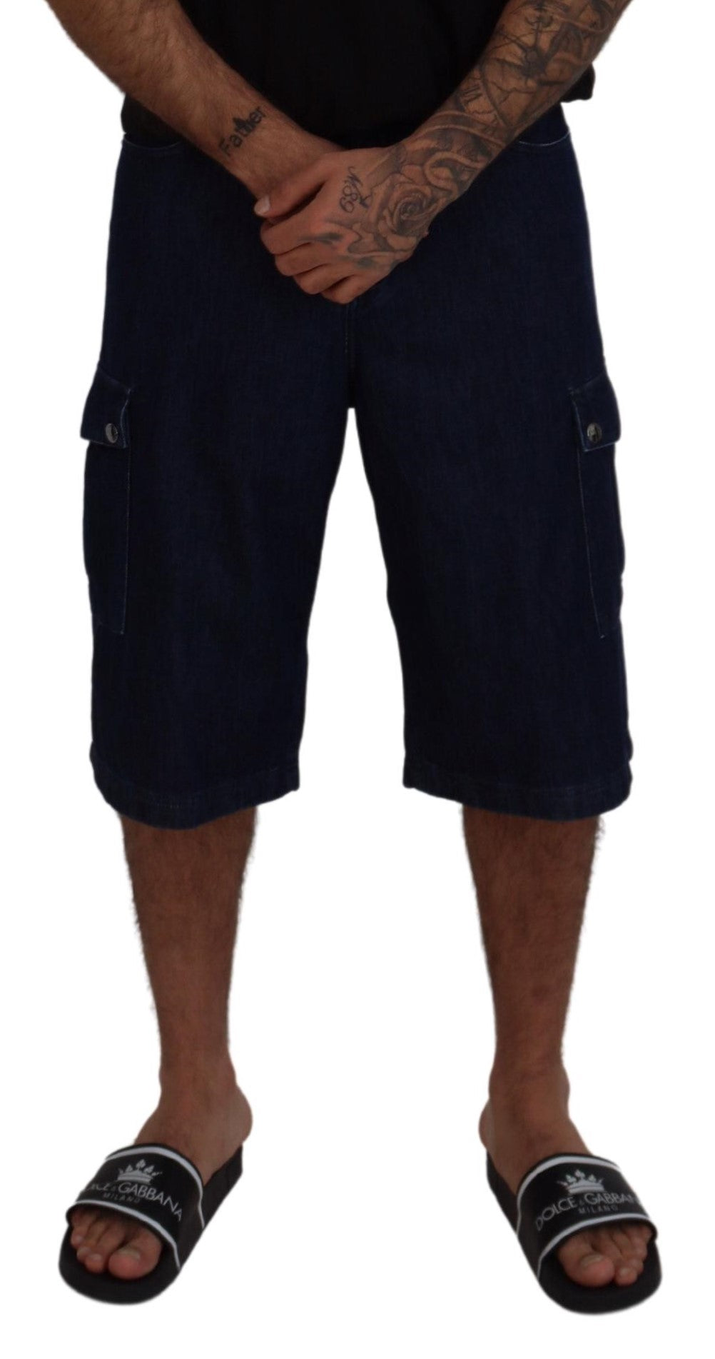 Elegant Cropped Blue Cotton Pants
