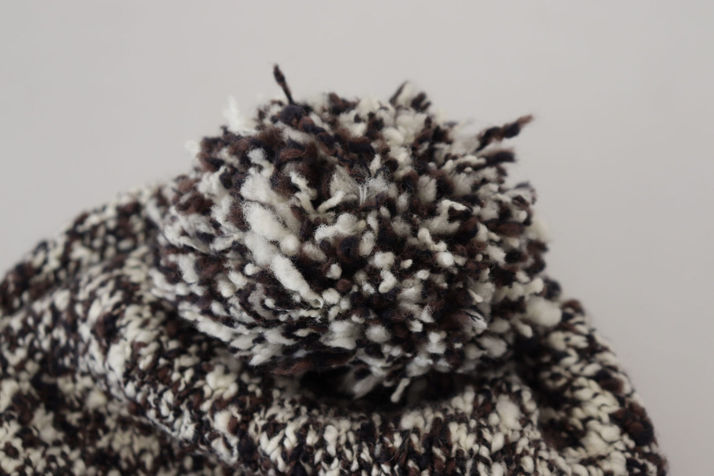 Multicolor Knit Beanie with Fur Pom