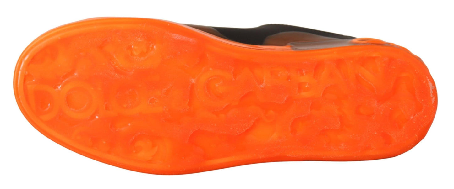 Elegant Black and Orange Leather Sneakers