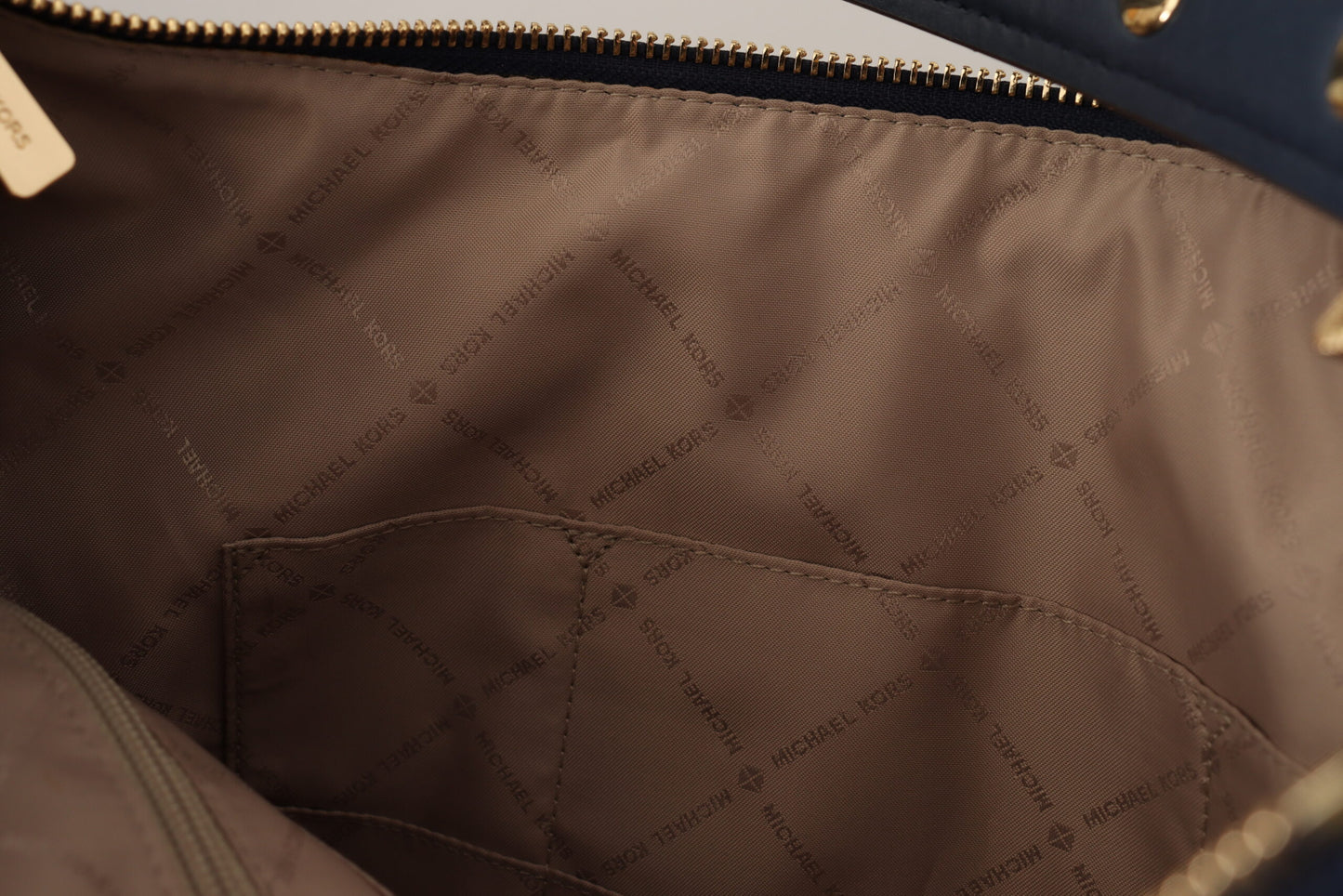 Elegant Blue Leather Shoulder Bag with Gold Accents