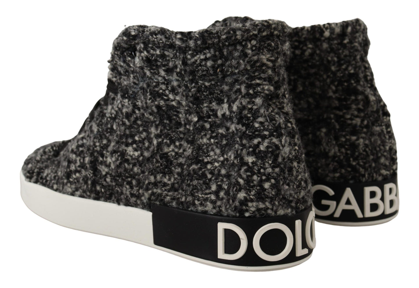 Chic Black Wool-Cotton High Top Sneakers