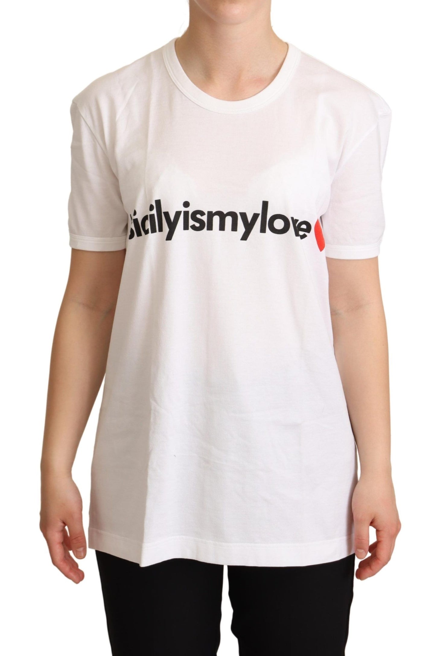 White Cotton #sicilyismylove Top T-shirt