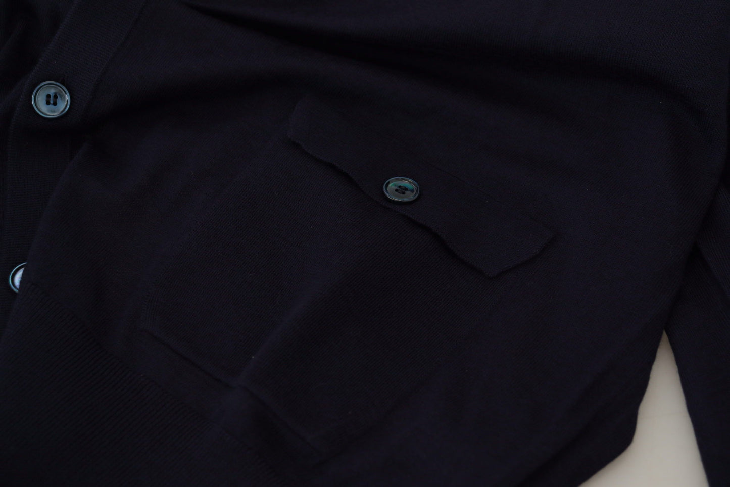 Elegant Dark Blue Cashmere Cardigan