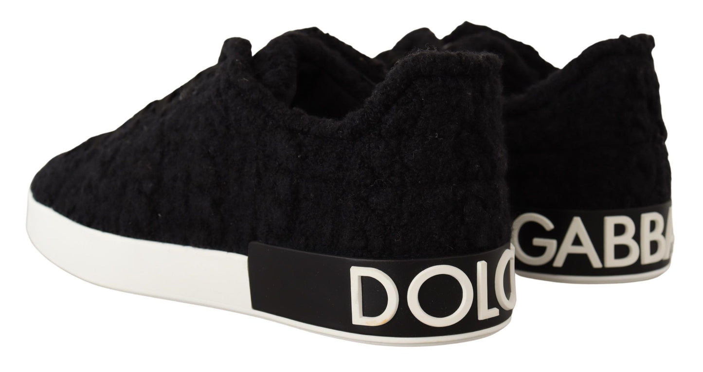 Elegant Monochrome Wool Blend Sneakers