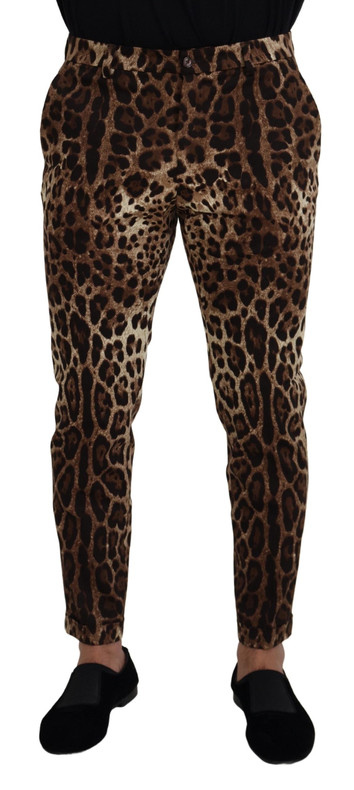 Chic Leopard Print Cotton Pants