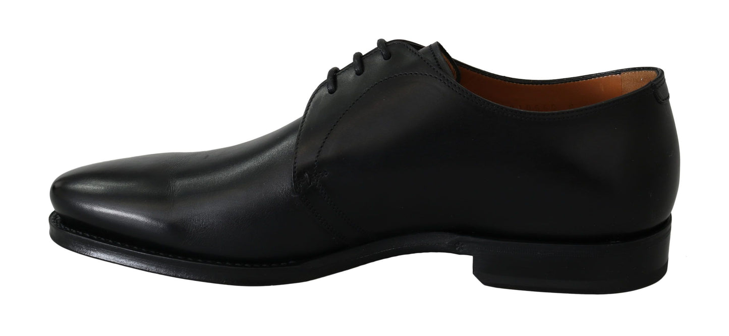 Elegant Black Brushed Leather Derby Shoes