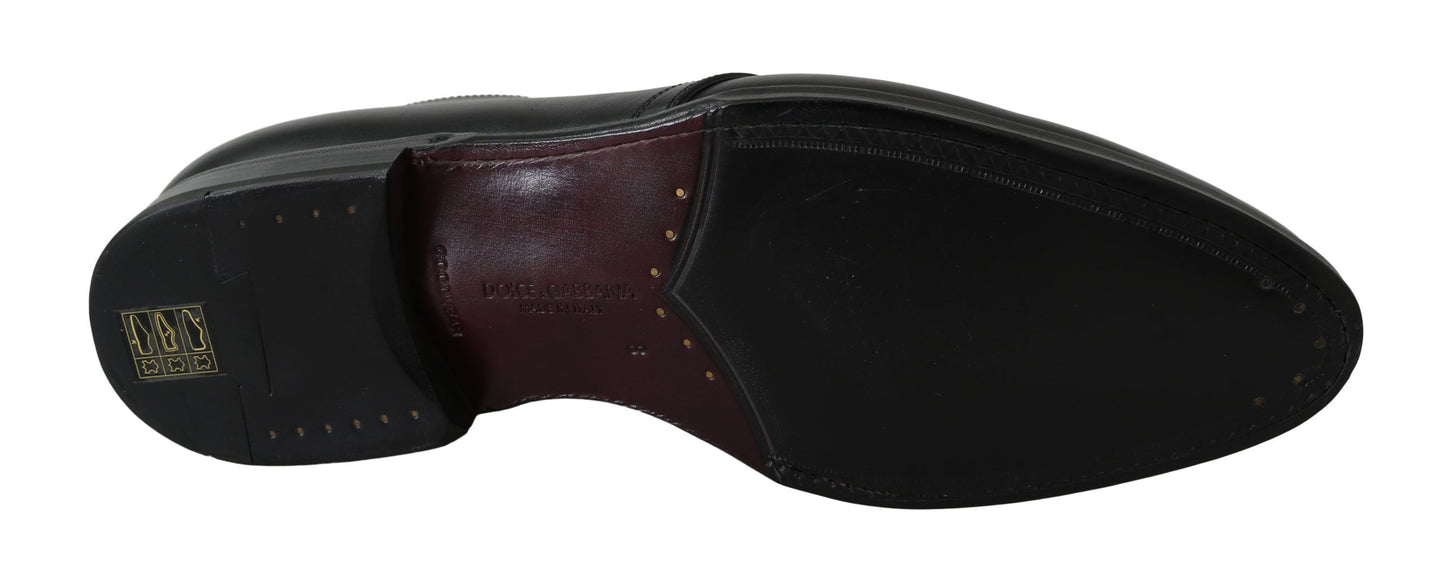 Elegant Black Brushed Leather Derby Shoes