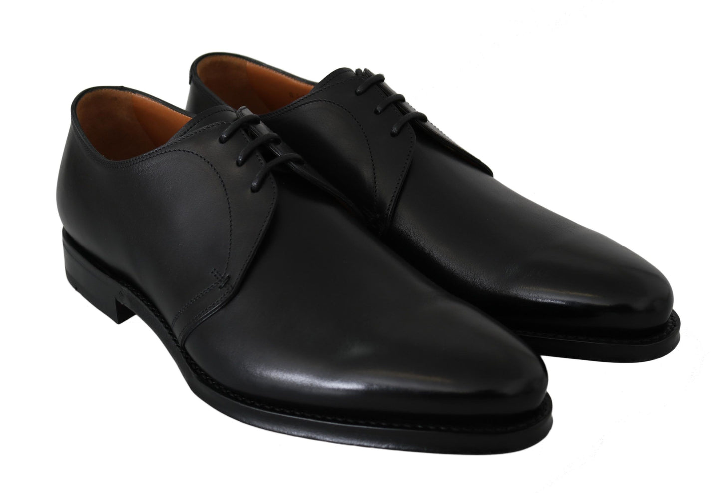 Elegant Black Brushed Leather Derby Shoes